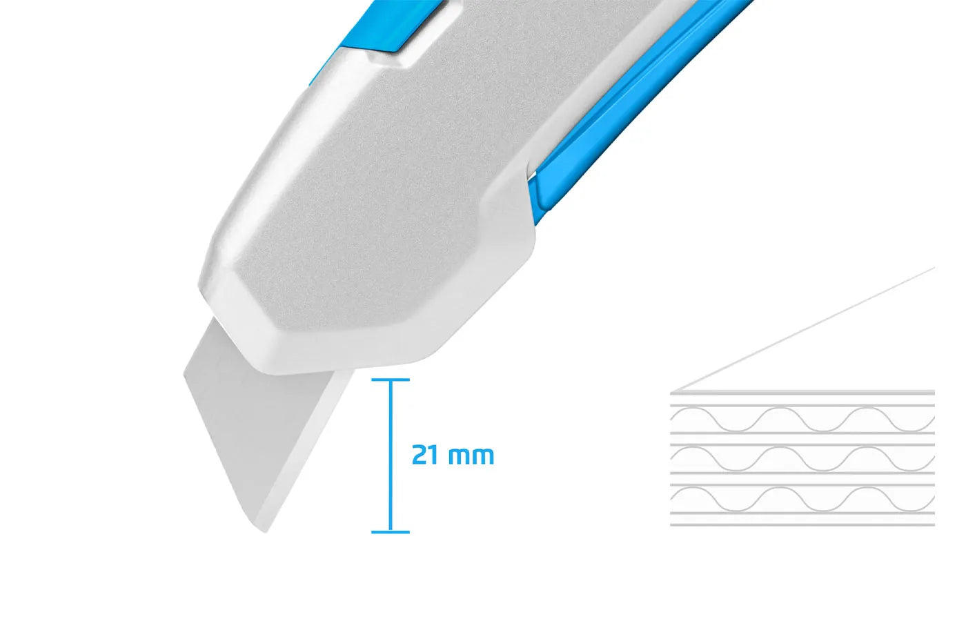 Martor SECUPRO 625 mit 21 mm Klingenaustritt – schneidet bis zu dreiwellige Wellpappe, SICHERHEITSCUTTER.DE
