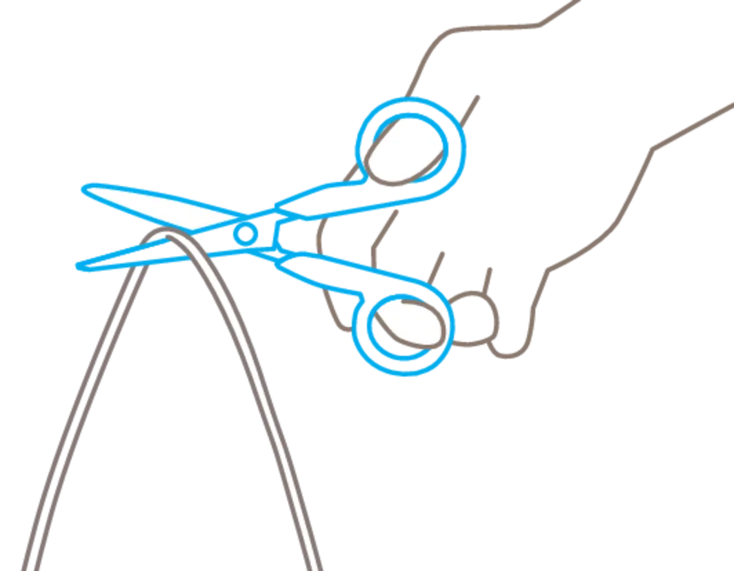 Illustration: Kordel oder Kabel mit Martor SECUPLUS 363 Sicherheitsschere durchschneiden – SICHERHEITSCUTTER.DE
